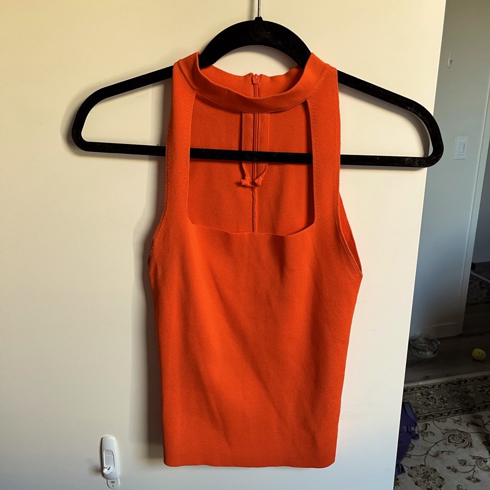 Orange Zara top with front cut out
